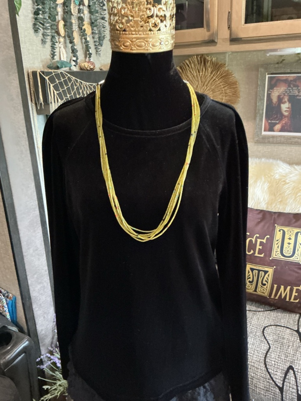 Vintage Nicholas Gambino Multi-Strand yellow/green Heishi Bead Necklace Set